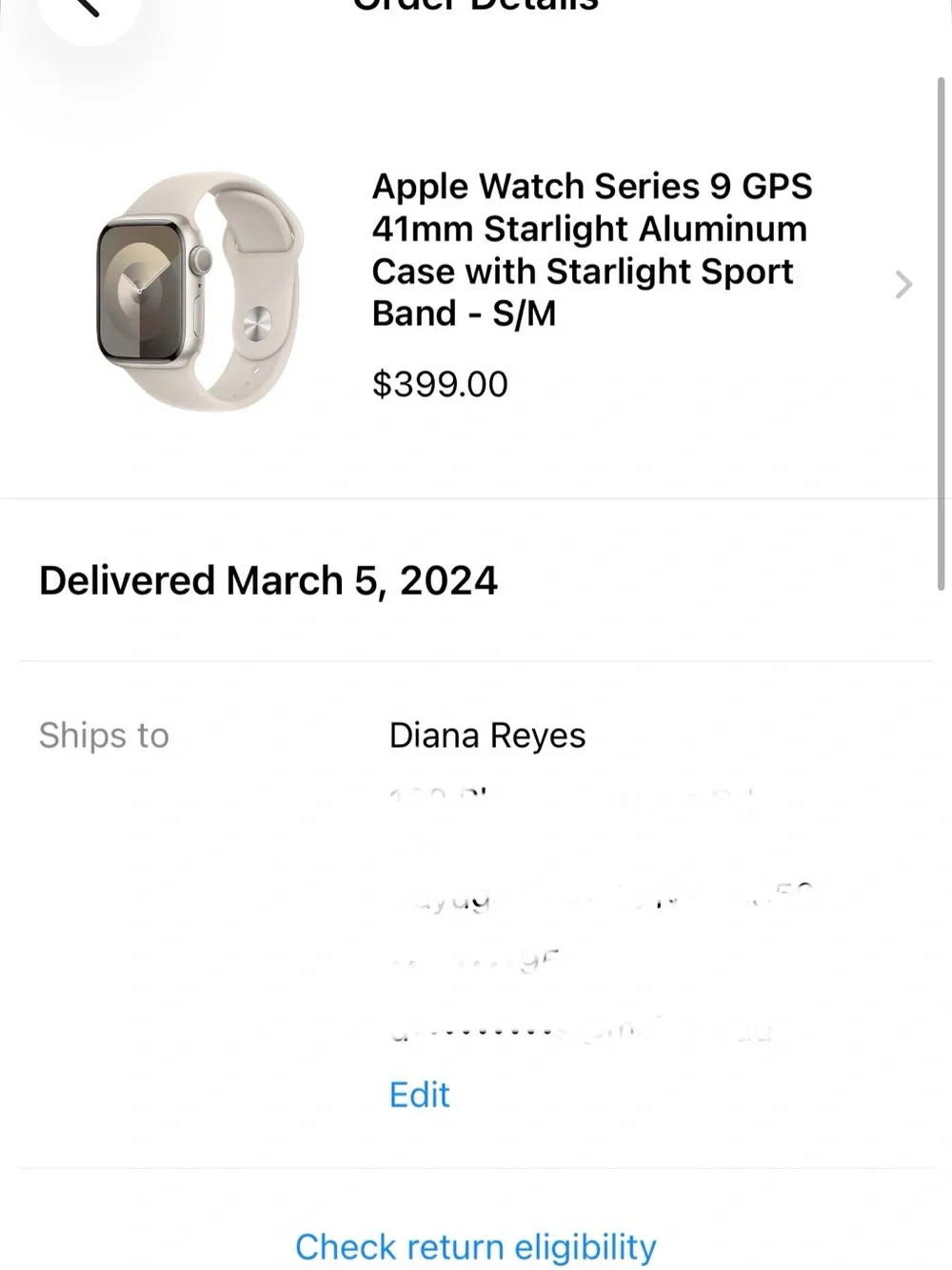 Apple Watch Starlight Series 9 41 mm with Starlight Sport Band and extra Band